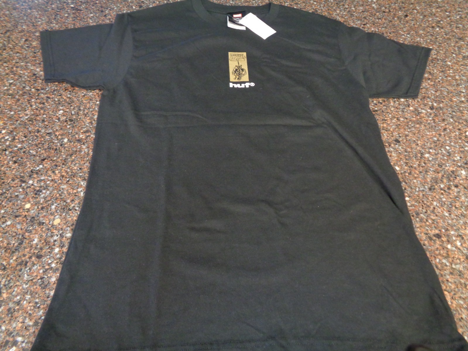 HUF x Marvel Spider-Man Arachknight Black T-Shirt Adult Medium Gold Foil New NWT