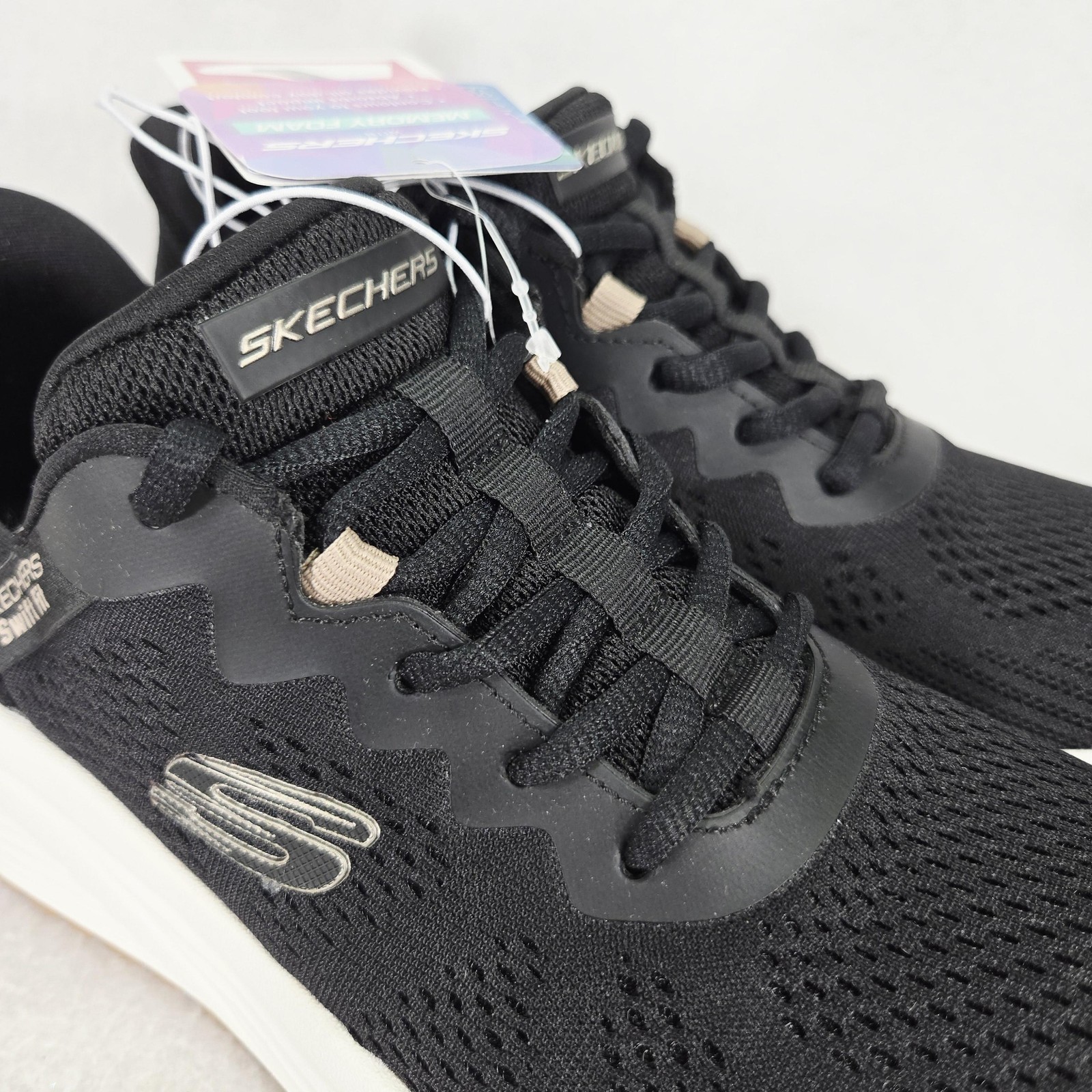Skechers Swift Fit Shoes Womens 6.5 Black Memory Foam Machine Washable Sneakers