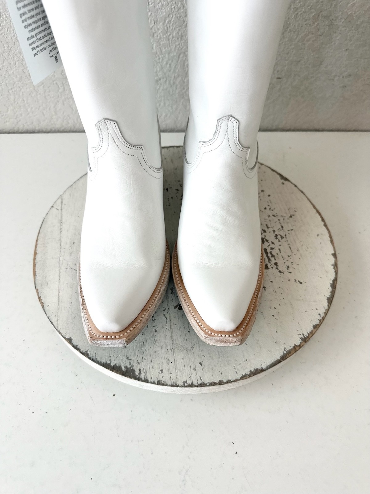Lane EMMA JANE White Cowboy Boots Western Cowgirl Mid Calf Tall Snip Toe Sz 7