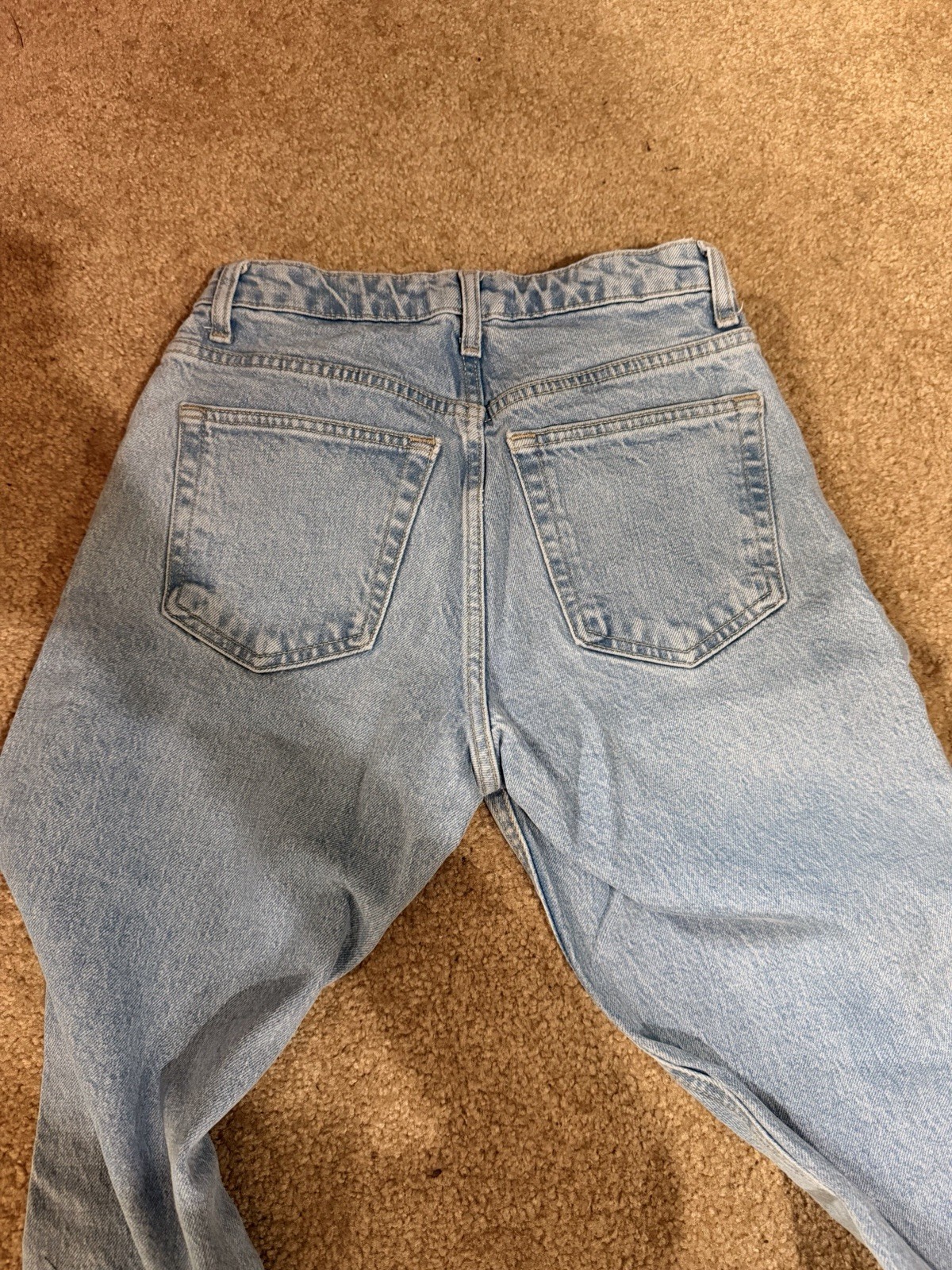 Women’s Top Shop Light Wash Denim Jeans W/ Raw Hem W24 L32 Excellent Denim