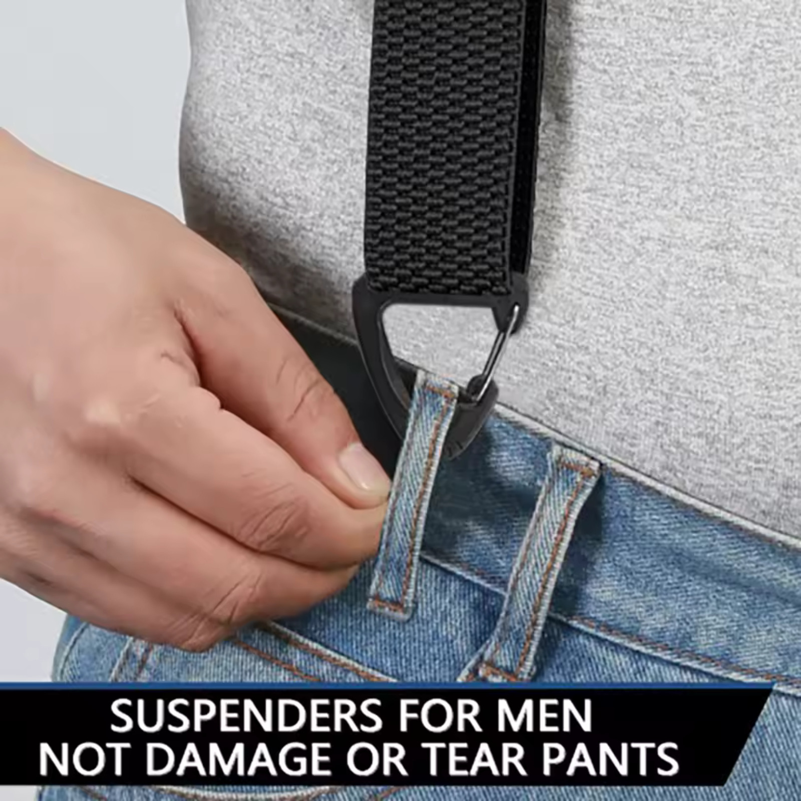 Heavy Duty Elastic Suspenders for Men Trouser Pants Braces Strap Work Belt