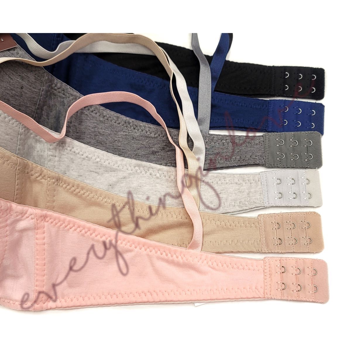 6 Pack All Black Women’s Wireless Cotton Bra Light Padded Full Cup T-Shirt Bras
