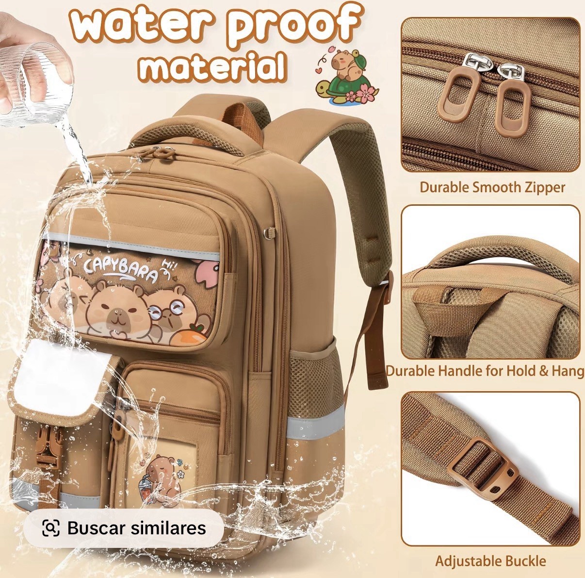 Capybara Backpack for School Girls, 28PCS Capybara Toddler School Supplies Stati