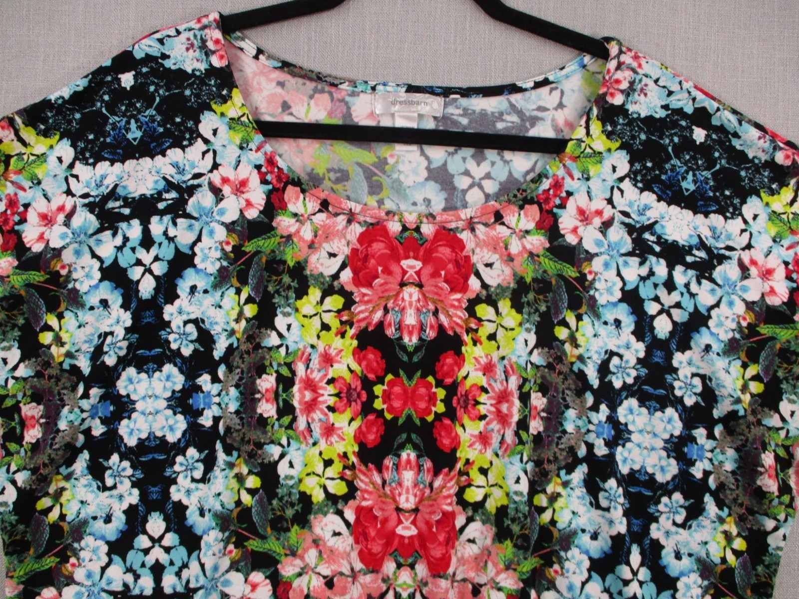 Dressbarn Womens Floral Print Top 2X Polyester Spandex Blend Made In USA