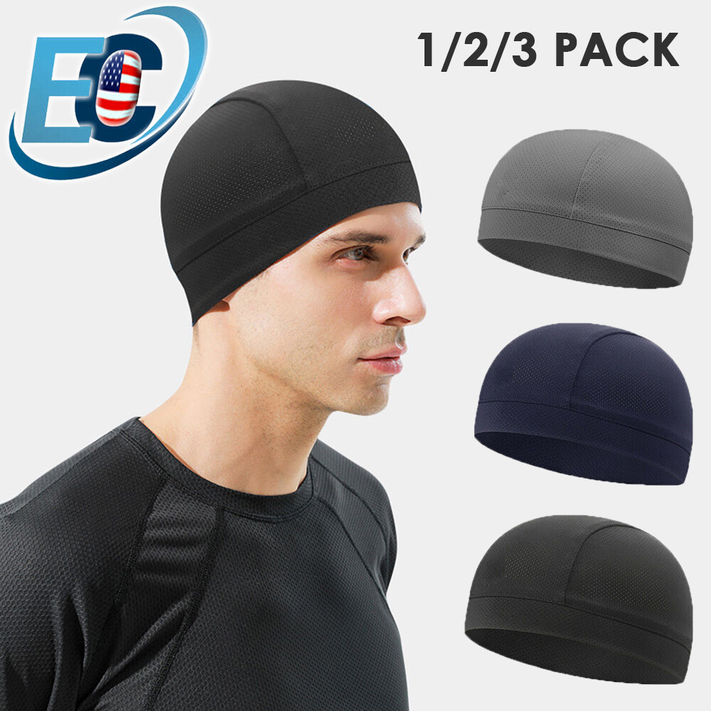 Men Cooling Skull Cap Helmet Liner Summer Quick Drying Cycling Sports Beanie Hat