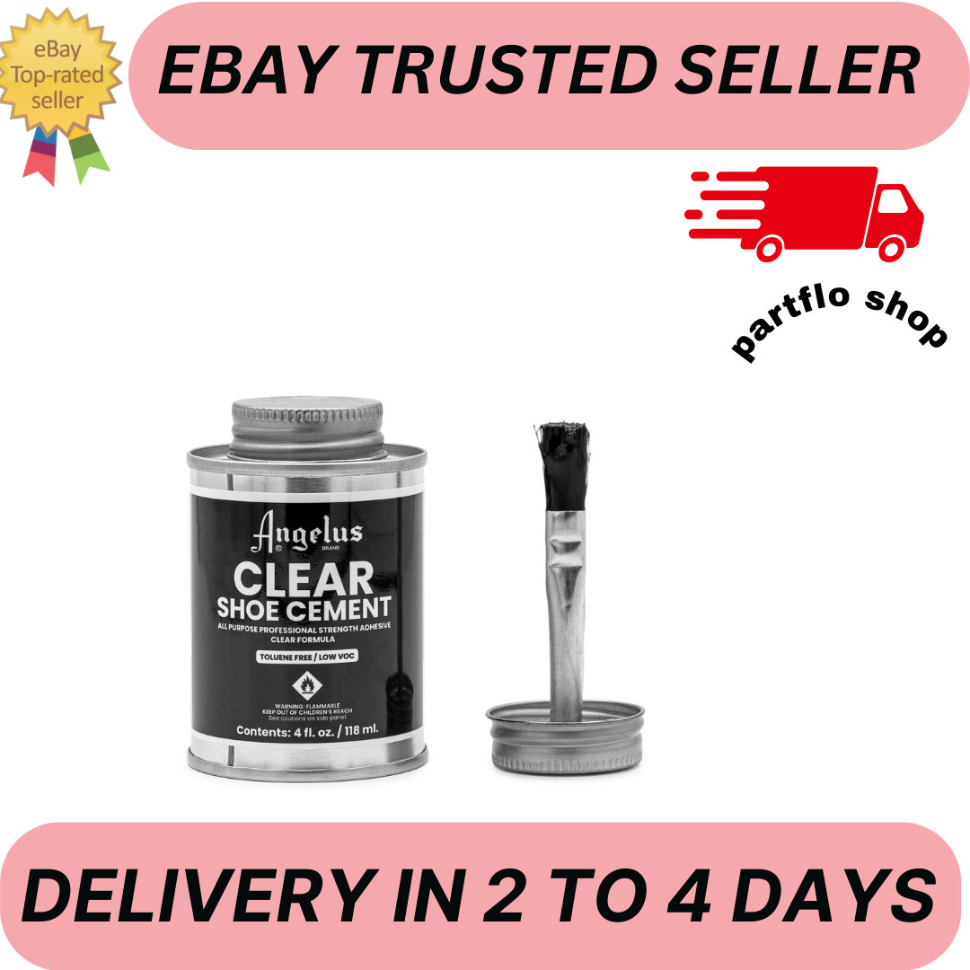 Angelus Clear Shoe Cement – 4 oz Professional-Strength Glue Quick Drying Contact