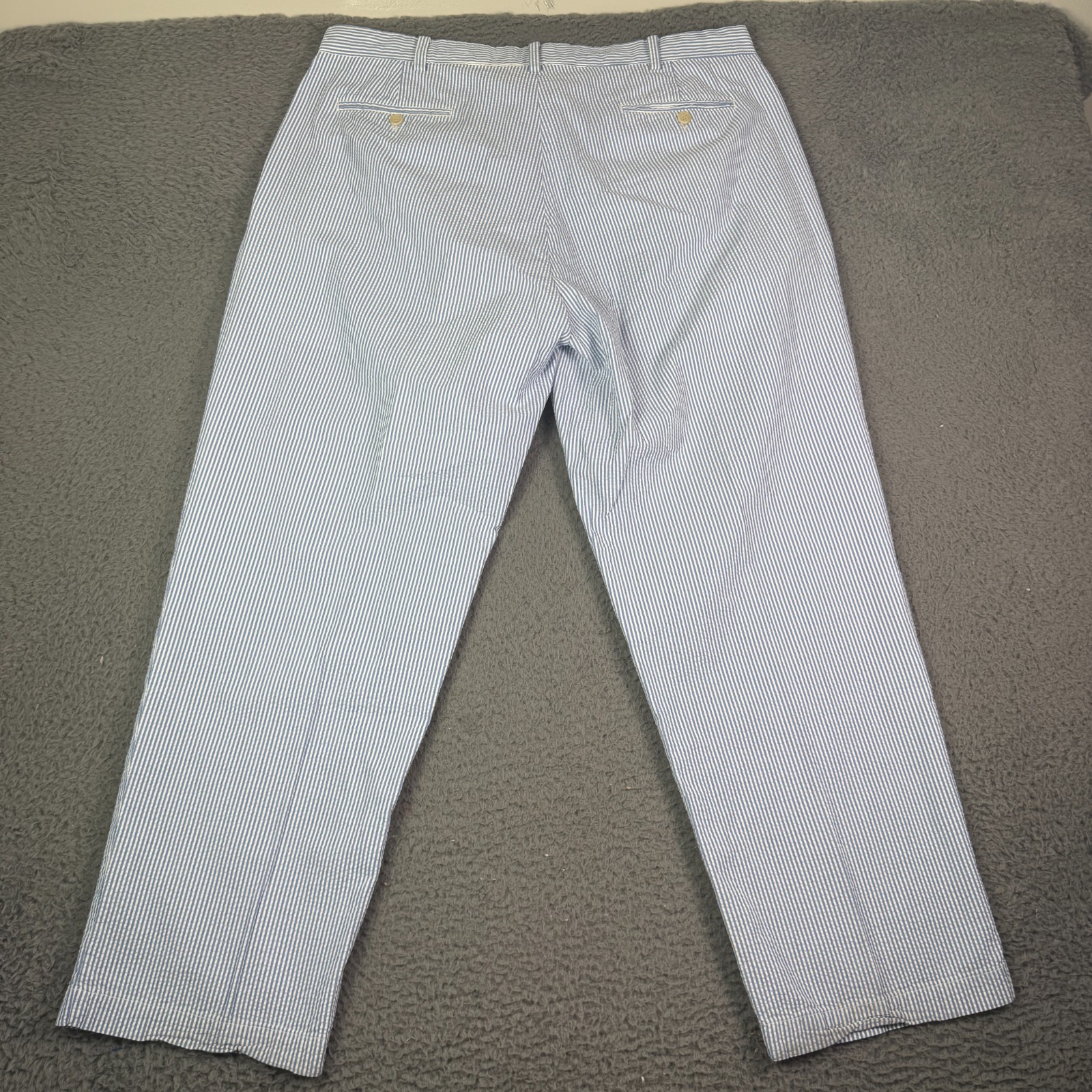 Vintage Polo Ralph Lauren Seersucker Pants Mens 40×30 Blue Striped Pleated