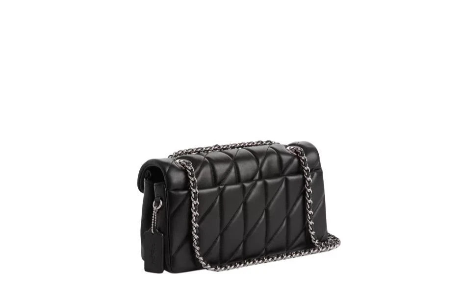 COACH Tabby Shoulder Bag Quilted Black Nappa Leather silver chain New