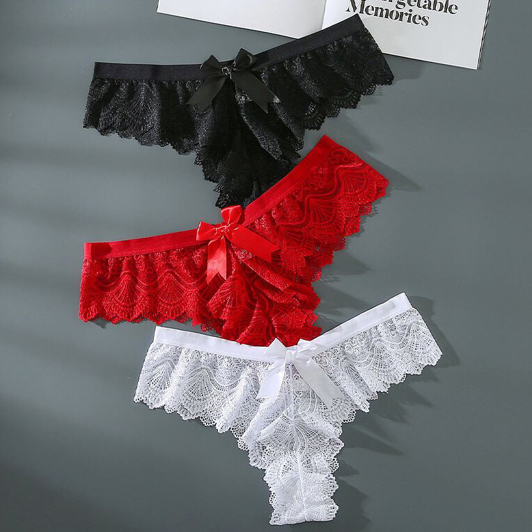Plus Size Sexy Womens Seamless Lace Panties Briefs T back G string Thong 3-Packs