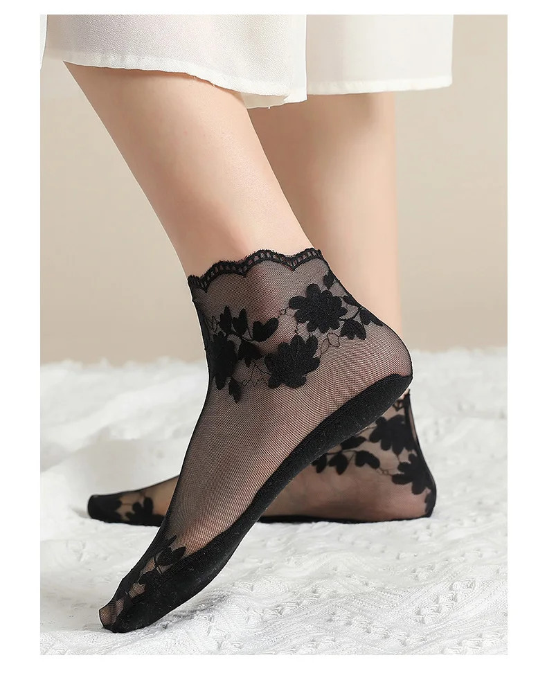 Socks women’s Lace Transparent Lolita Invisible Summer Thin Short Ankle 5pcs/lot