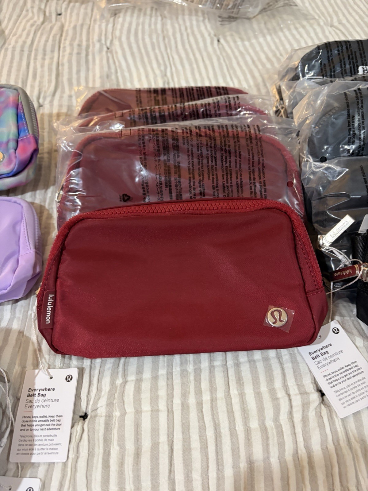 lululemon Everywhere Belt Bag Red Zip Small Adjustable Strap w/ Brand Card