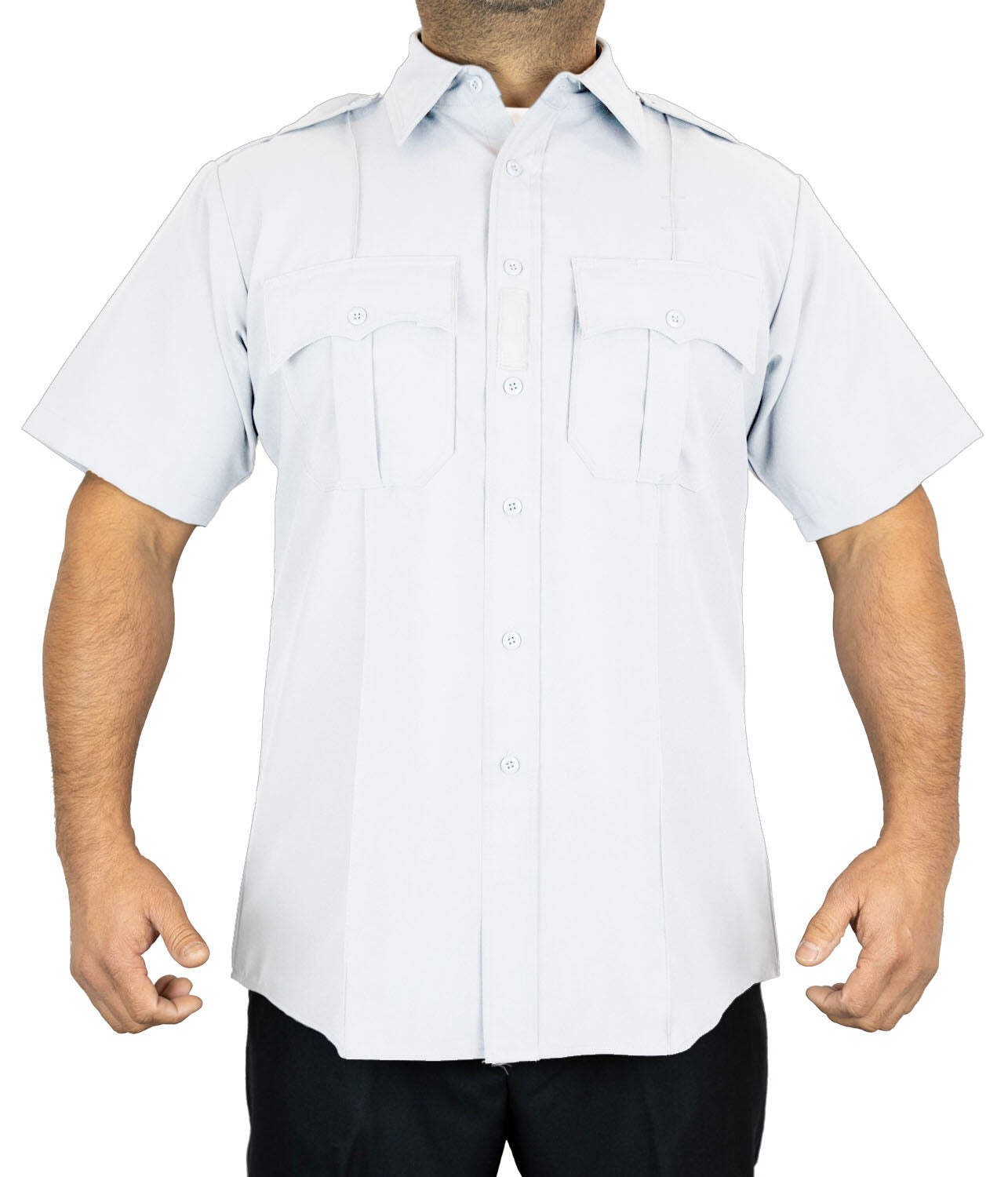 100% Polyester 4 Pocket Hidden Zipper Uniform Shirt – Short Sleeve