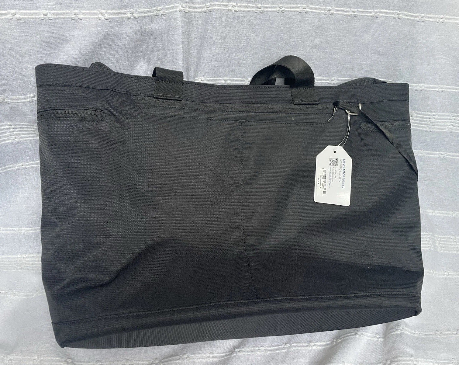 Black Laptop Tote Bag Zip Closure Zipper Accents Inner Pockets 21”x13”