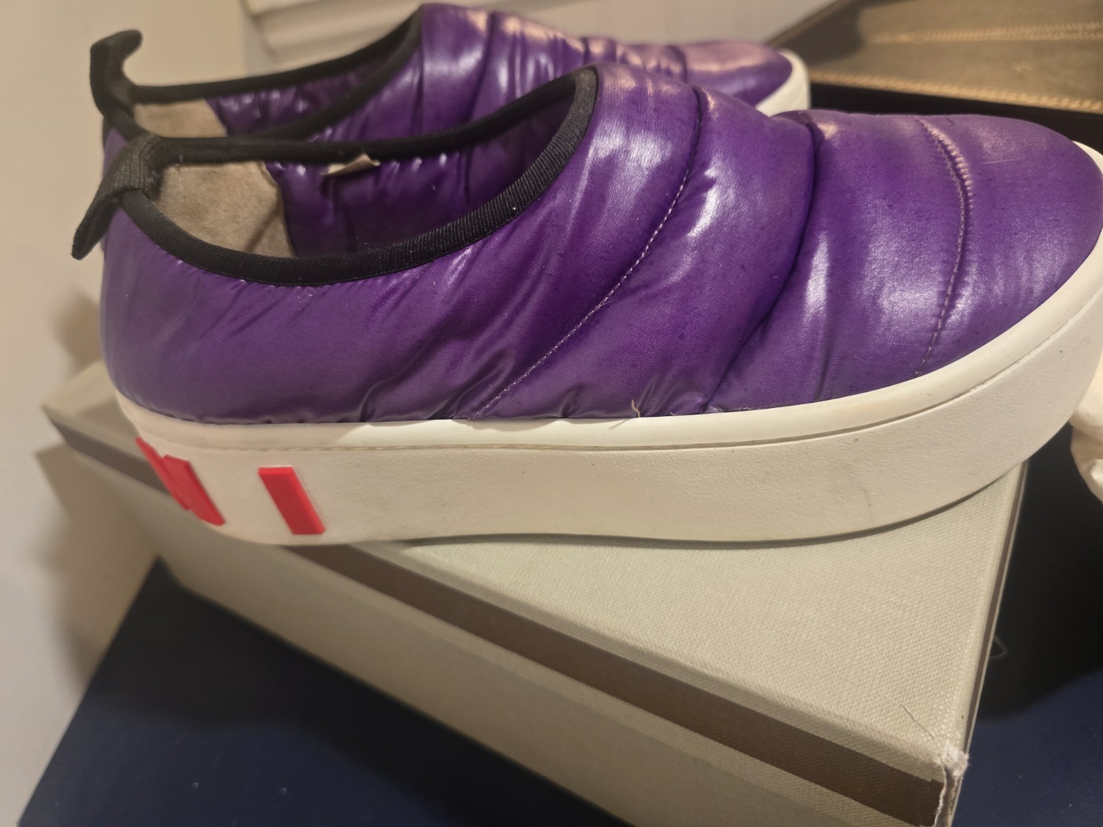Marni Purple Slip-On Sneakers Logo Sole Round Toe Unisex US 8 EU 38 SNZW011103
