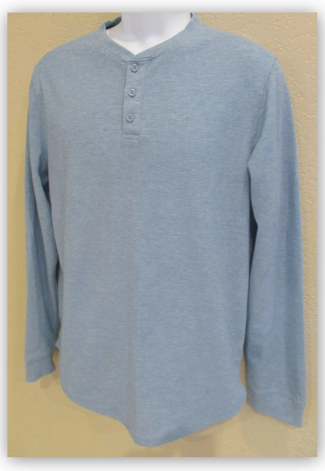 Mens Waffle-Knit long Sleeve 3 BUTTON Henley Shirts – ALL IN MOTION S M L XL XXL
