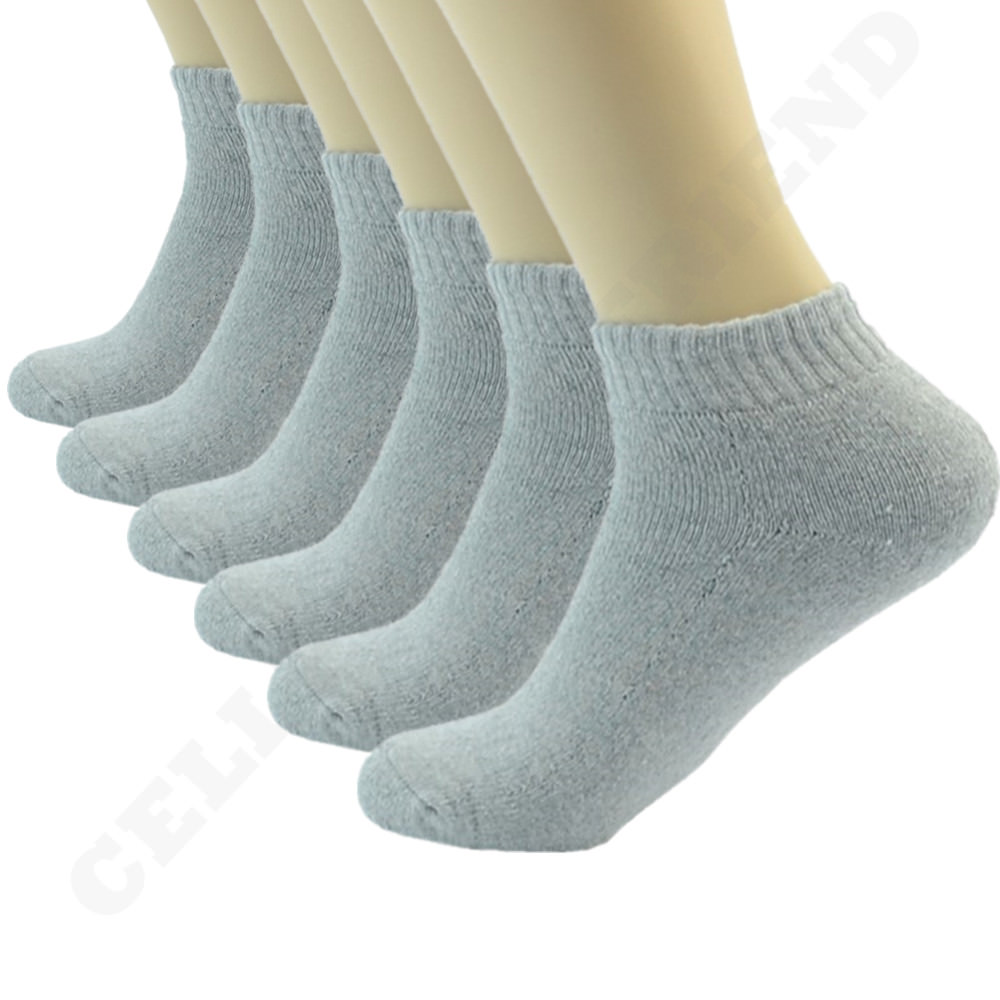 Gray 3-12 Pairs For Men Ankle Quarter Crew Socks Cotton Low Cut Size 9-11 10-13