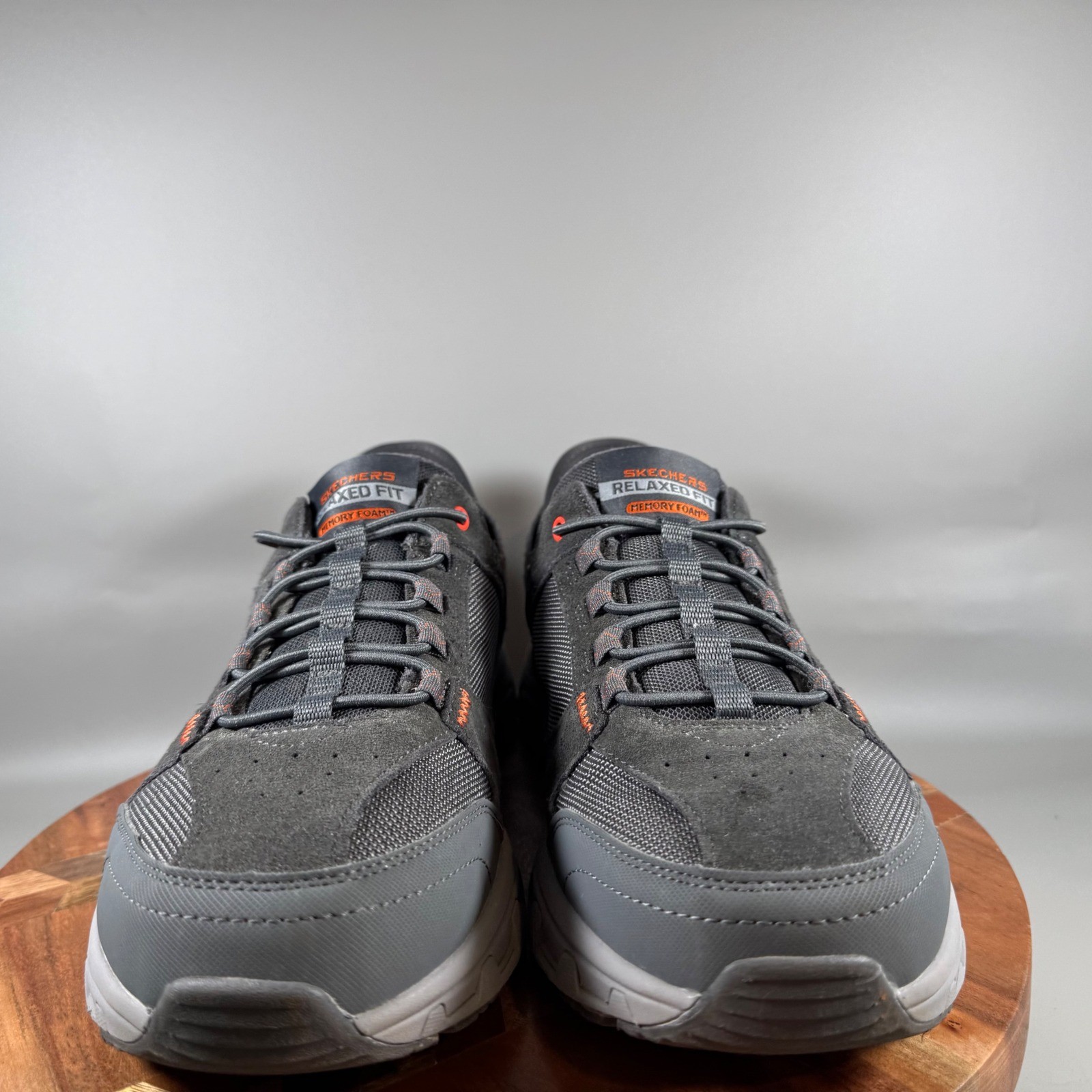 Skechers Slip-ins Relaxed Fit Mens 13 Charcoal Grey Orange Walking Shoes 237450