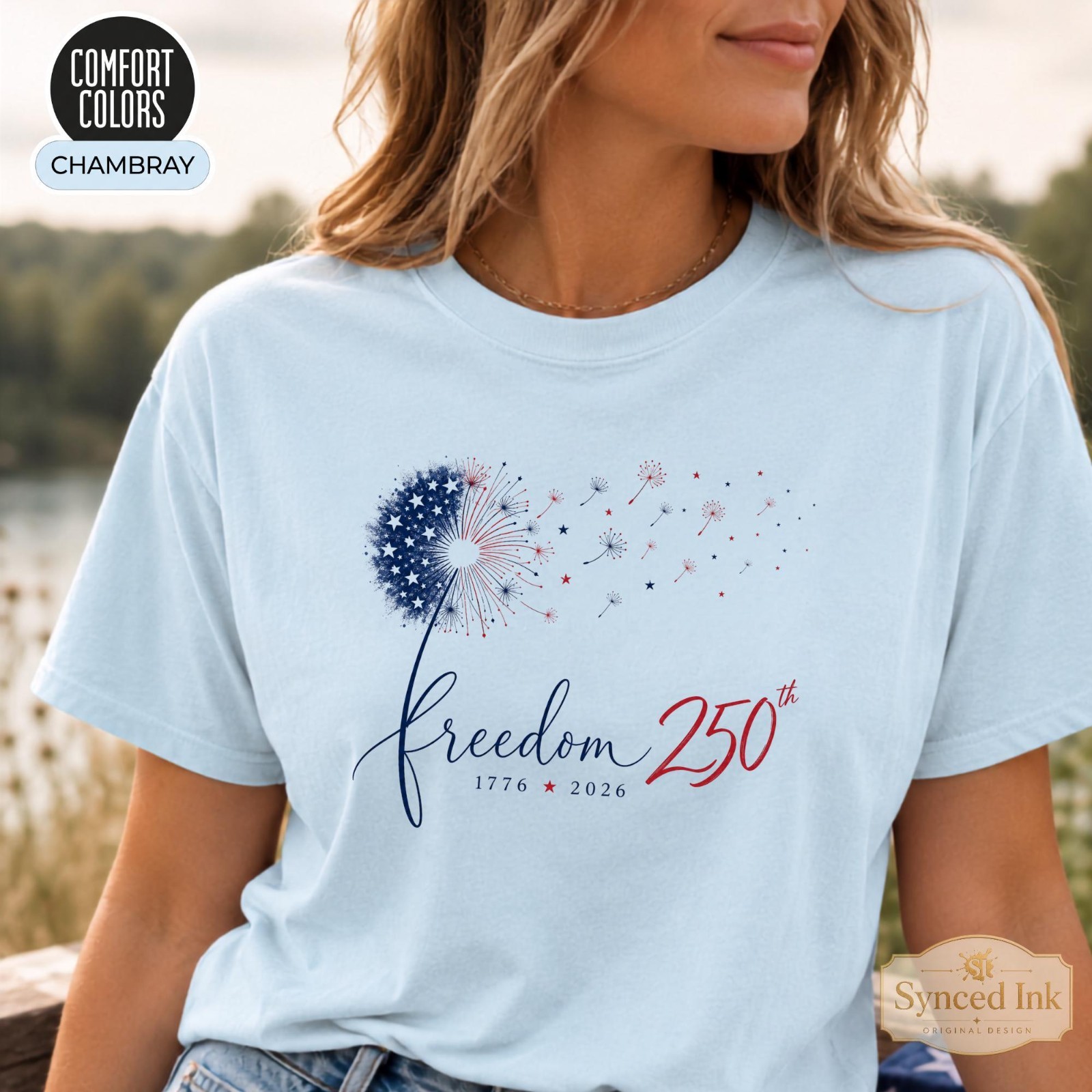 Freedom 250 America 1776 T-Shirt Patriotic Fireworks Independence Day Tee