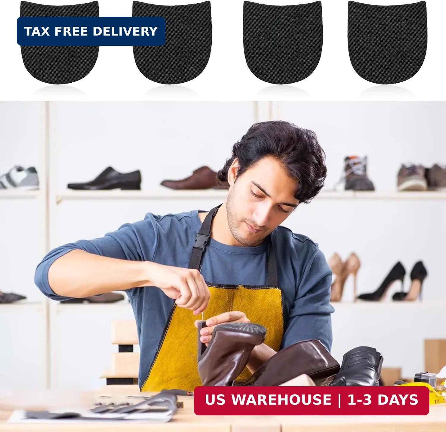 2 Pairs Boot Heel Repair Kit, Cuttable Boot Heel Replacement, Anti-Slip Shoe Hee