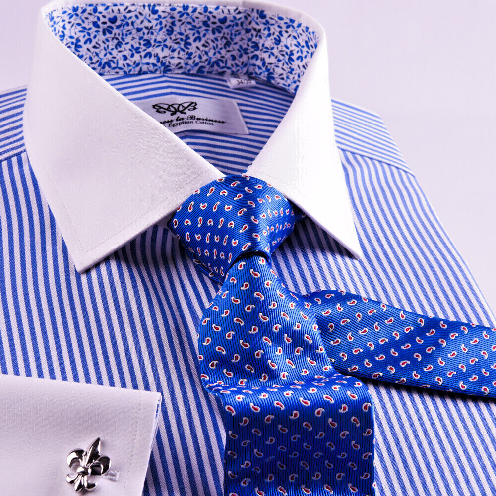 Best Seller Blue Stripe WInchester Shirt With Blue Floral Inner Lining Restocked