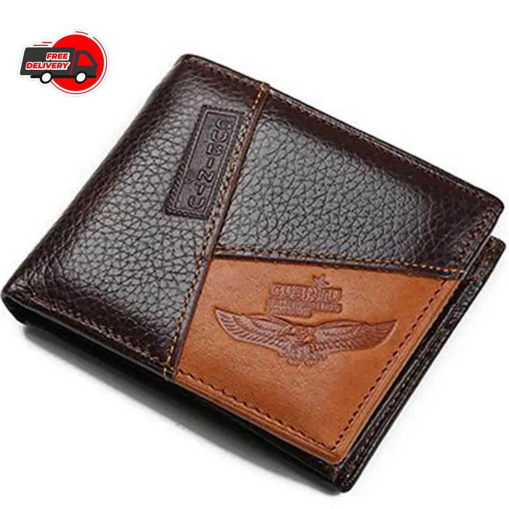 Genuine Leather Men Wallets Coin Pocket Zipper Real Men’s Leather Wallet