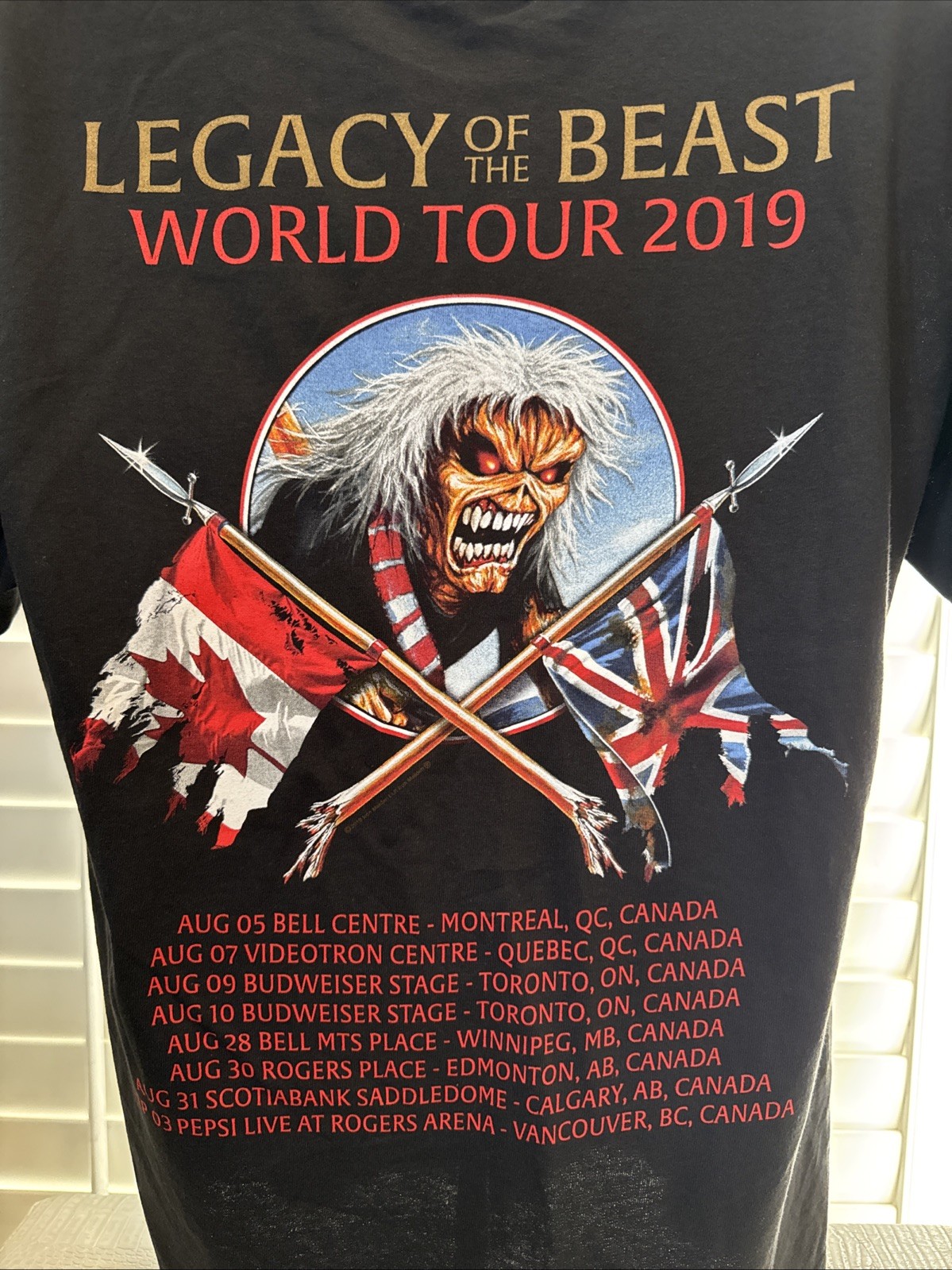 Official Iron Maiden Legacy of the Beast Canadian Tour 2019 T Shirt in Large New