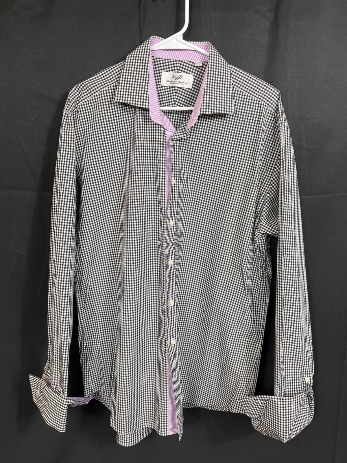 Business to Business SKU 7781 Mens Black Checkered Button-Up Shirt Size XL