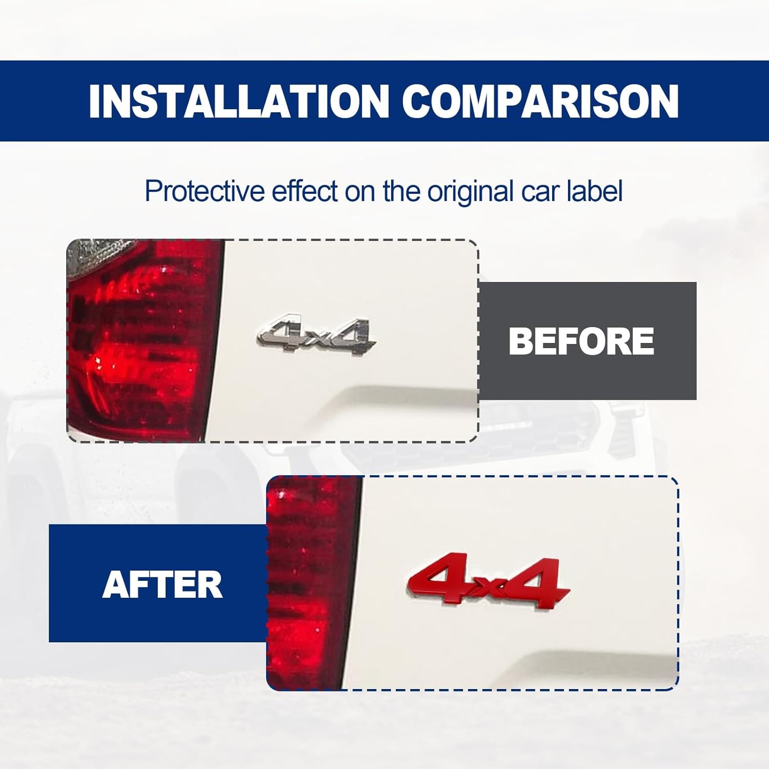 4X4 Emblem Badge 3D Logo, Full Coverage Adhesive Replacement Compat Color: Red
