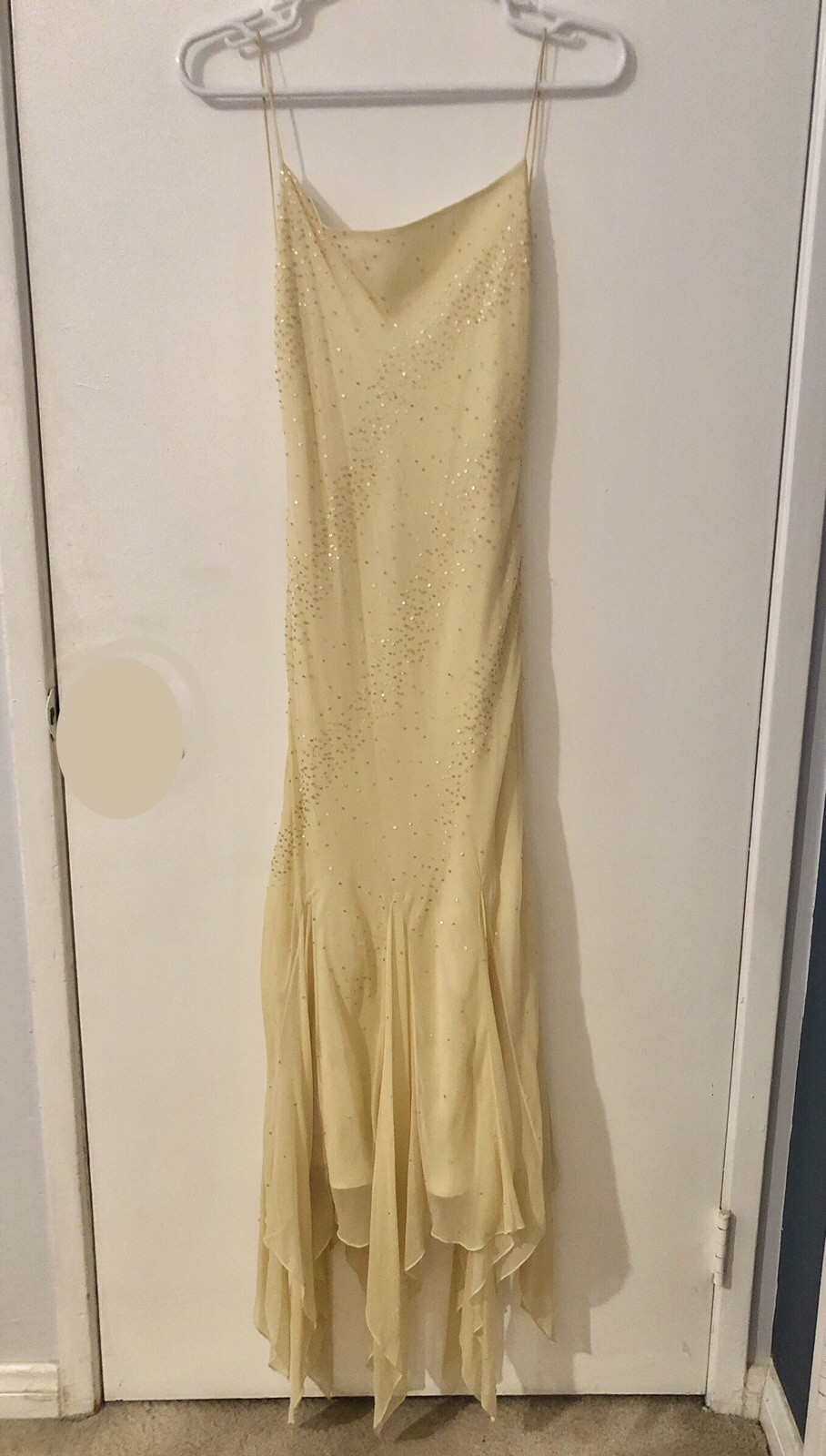 Vintage Laundry by Shelli Segal Silk Butter Yellow Midi Dress Size 10 Y2K Fairy