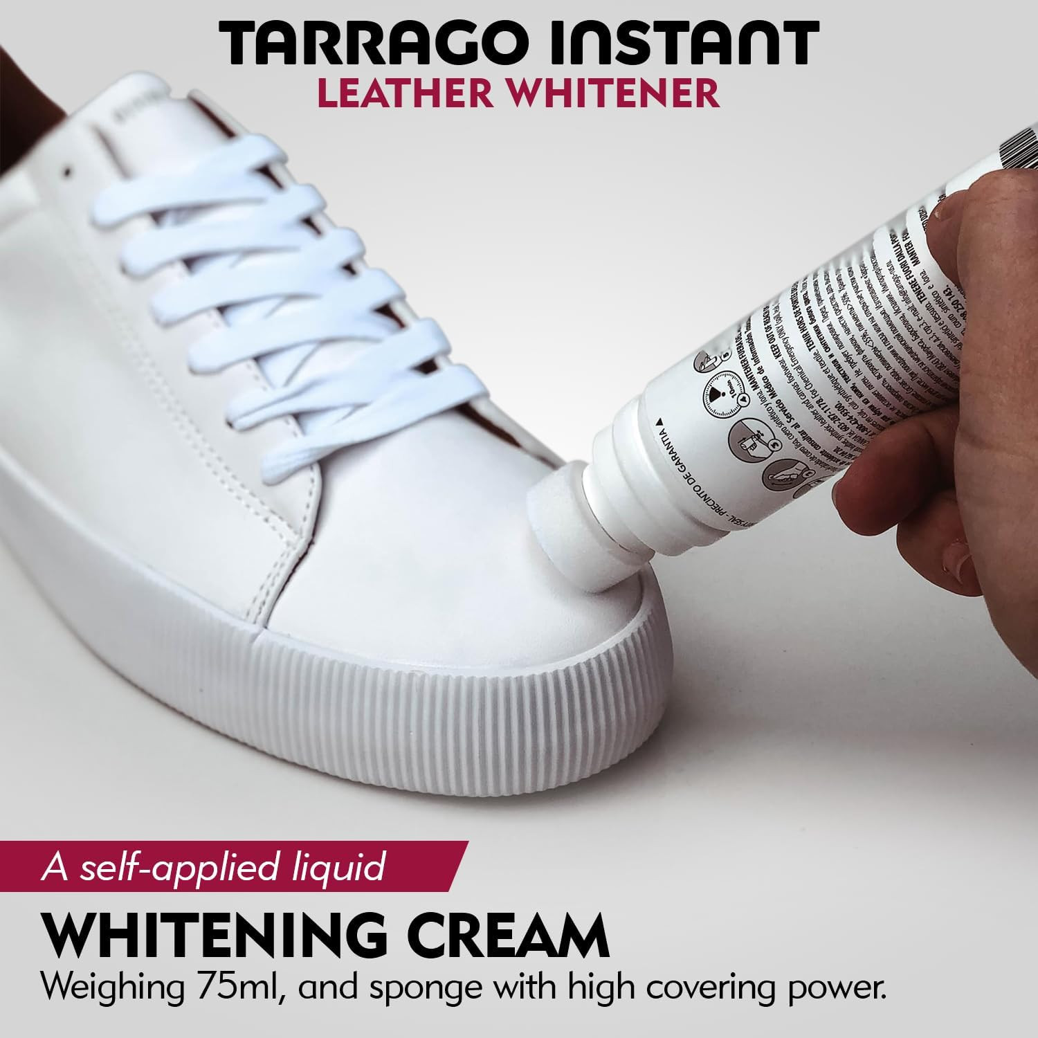 Tarrago Super White Shoe Whitener Instant Cleaner for Sneakers, 75Ml