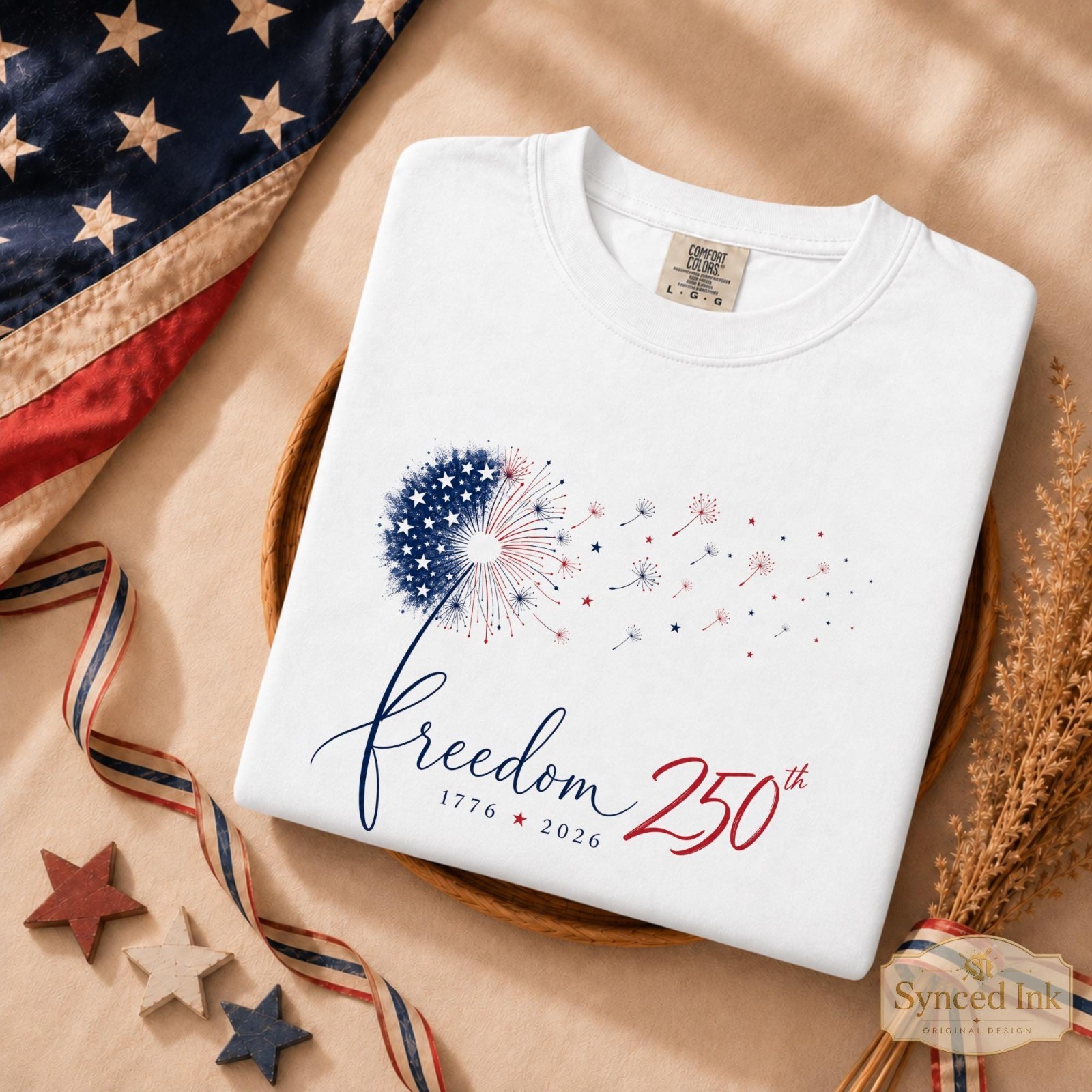 Freedom 250 America 1776 T-Shirt Patriotic Fireworks Independence Day Tee
