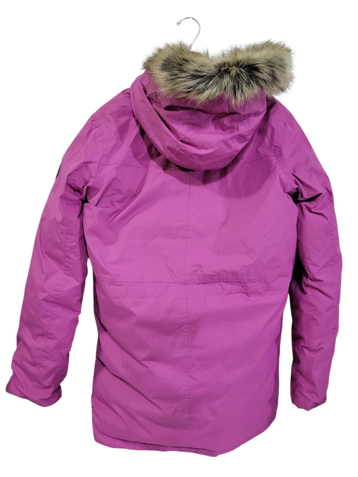 Lands End Expedition Parka Girls XXL Pink Faux Fur Trim Insulated Pockets Hooded