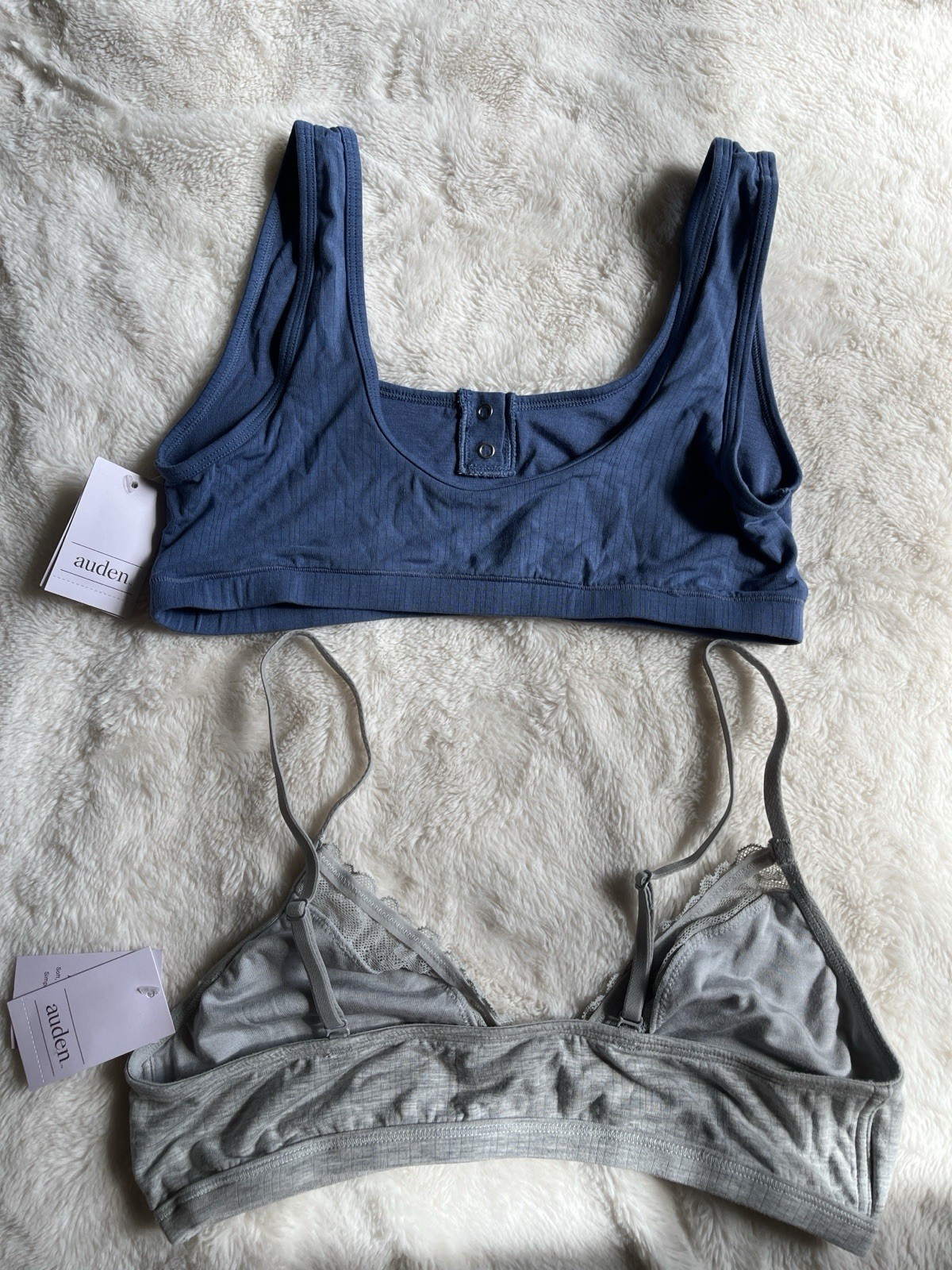 Auden Women’s Wireless Bralette Bra Set M Blue & Gray Lace Adjustable Straps
