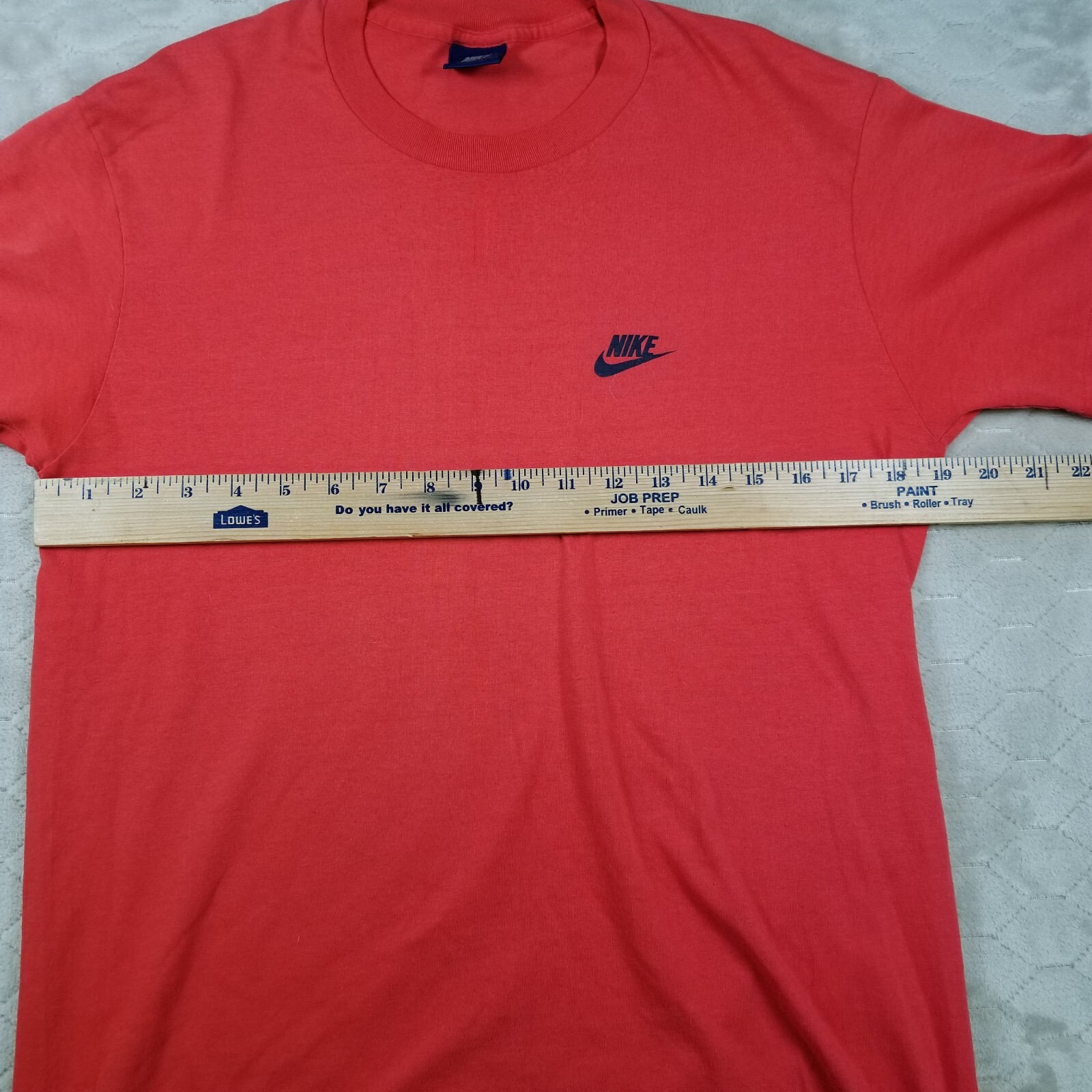 VTG 80s Nike Blue Tag Logo Shirt Sz Lg USA Made Single Stitch Left Chest Print