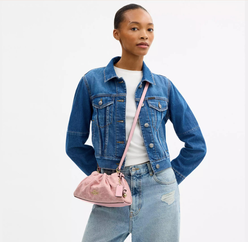 COACH Faye Shoulder Bag Signature Denim Light Pink CER68 IMNH1 Auth New