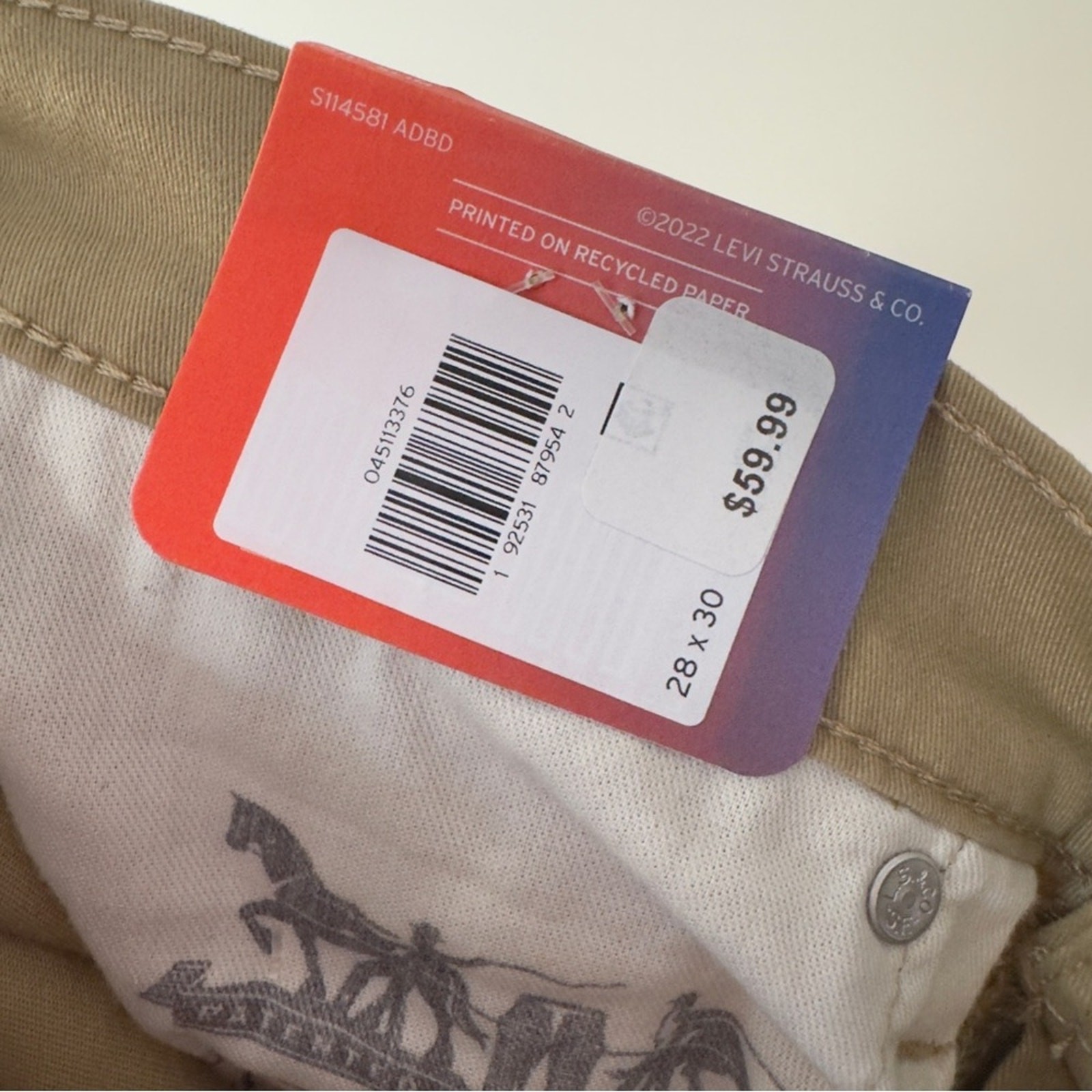 Levi’s 511 Slim All Seasons Tech Pants Tan Straight-Leg Stretch 28×30 Pockets