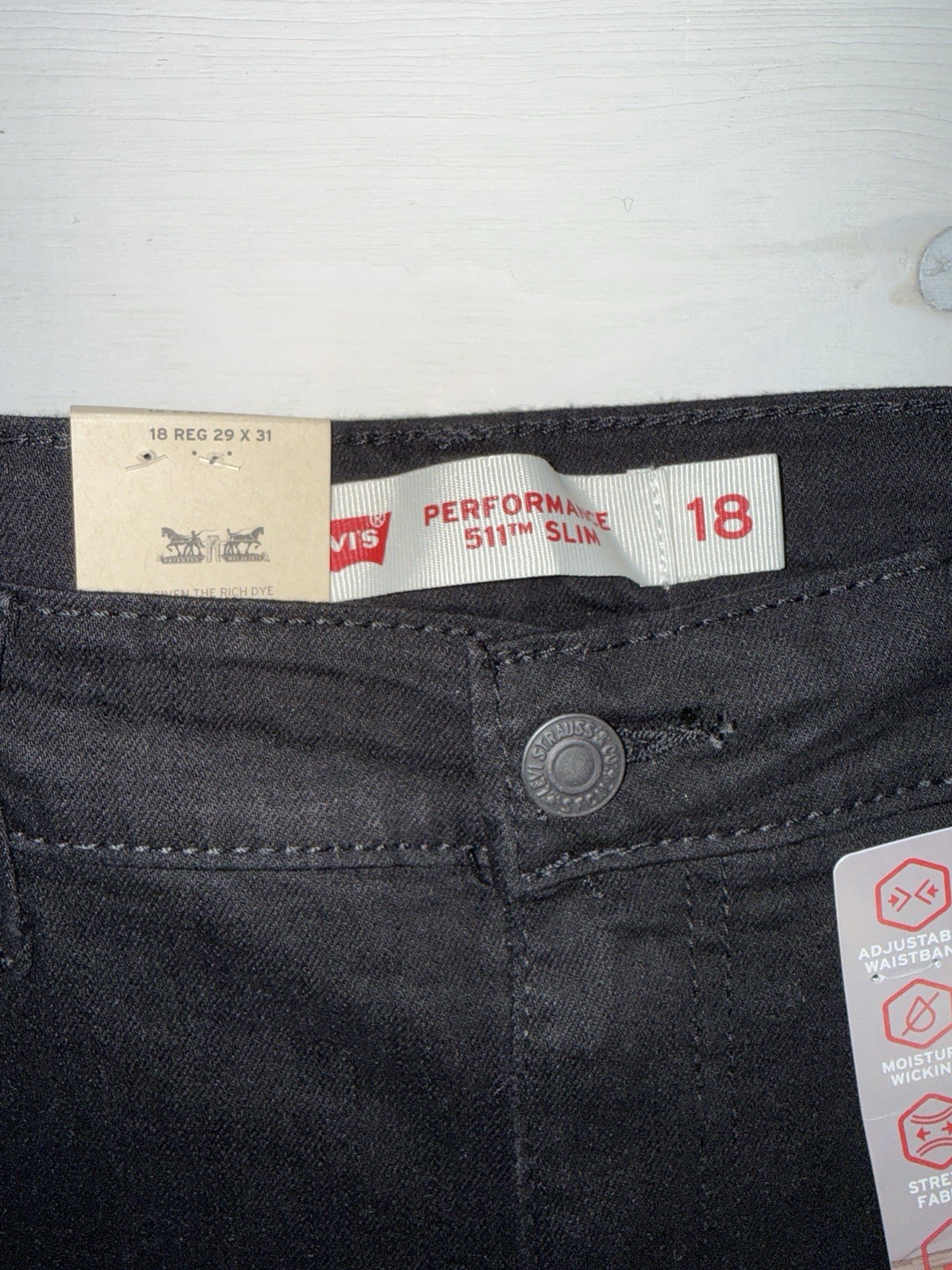 Levi Strauss Boy’s Adjustable Waistband 511 Slim Fit Stretch Jean 18 Reg 29×31