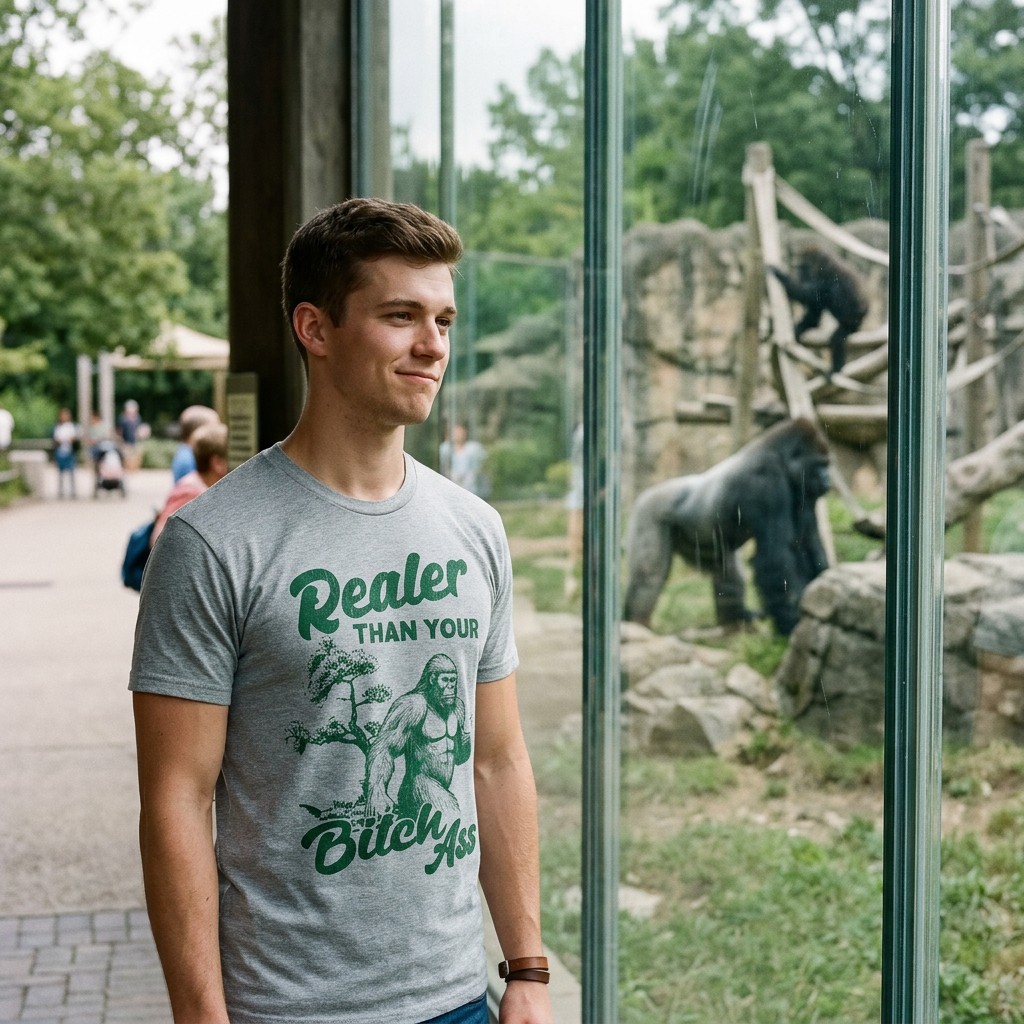 Mens Funny T Shirts Realer Than Your Bitch as Sarcastic Bigfoot Graphic Novelty