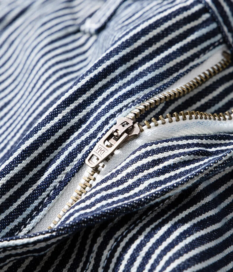 Original Denim Railway Worker Jeans Pants Amikaki Striped Longs Tooling Trousers