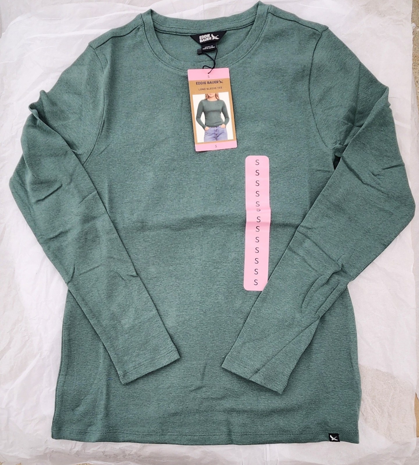NWT-Eddie Bauer Womens Classic Fitted Crewneck Long Sleeve, Variety sizes/colors