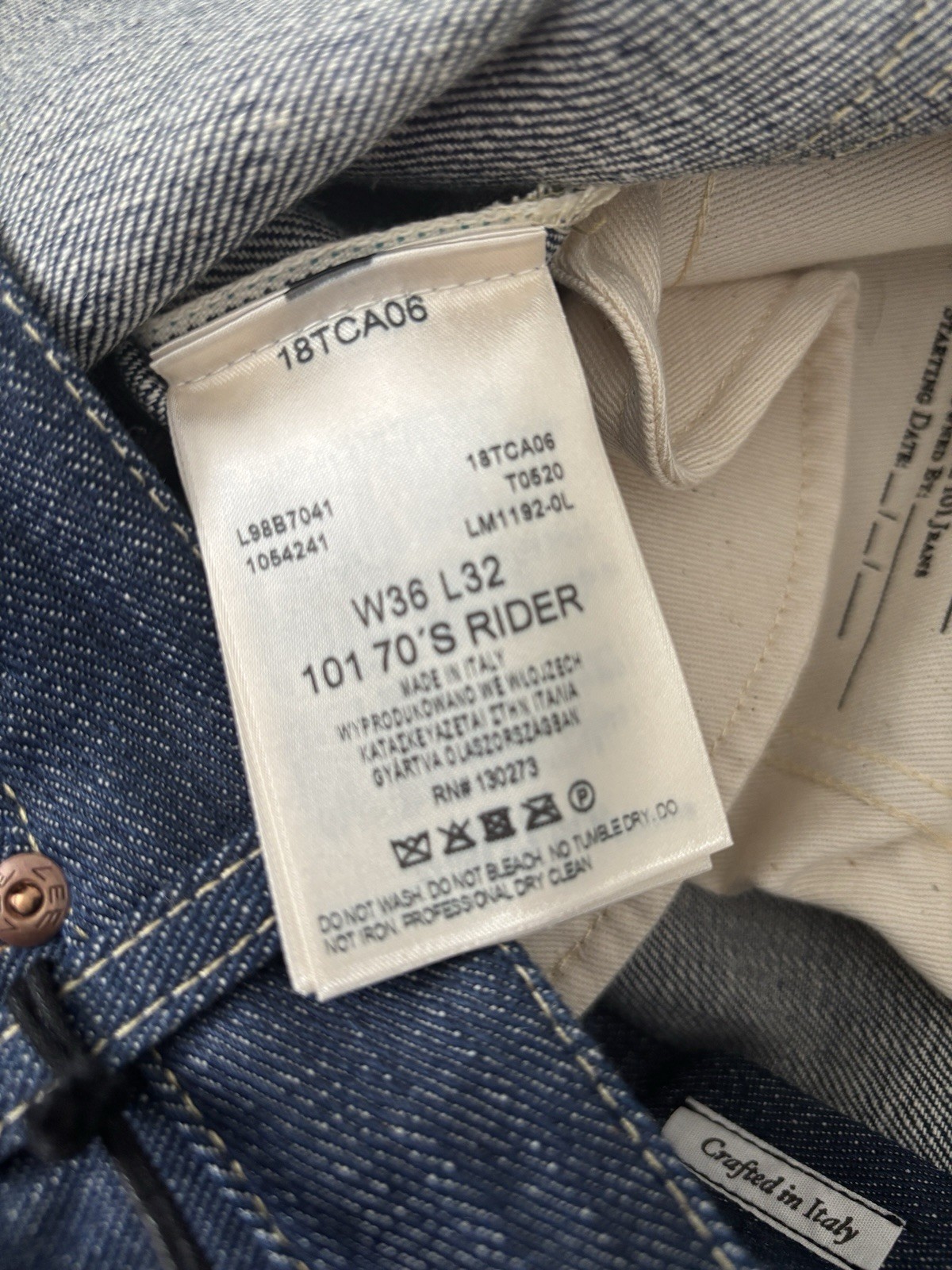 LEE Jeans 101 Japan Sanforized Selvedge Denim Made in Italy Men’s Size 36×32