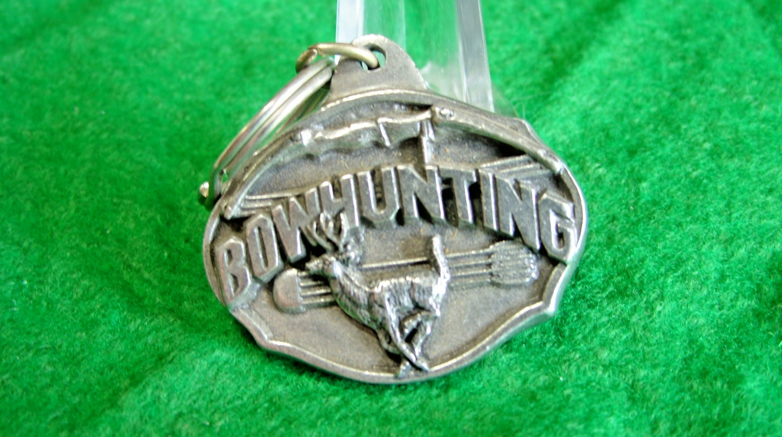 BELT BUCKLE, Key Ring and Pin Set (Bow Hunters Deer Theme)