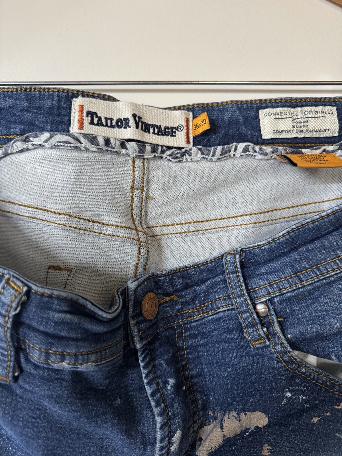 Connecticut Originals Canaan Slim Jeans 36×30 Stretch AS-IS Heavy Paint Stain