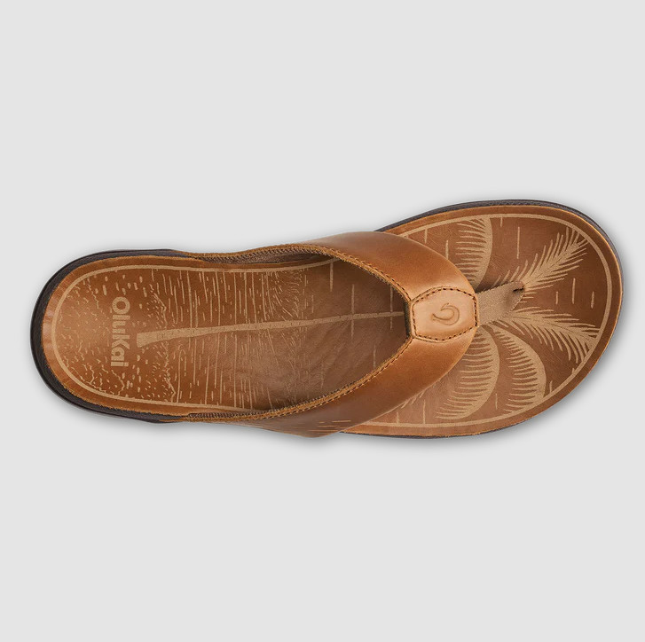 NEW SEAL OluKai Tuahine Men’s Fox Waterproof Leather Sandals Comfort Flip Flops
