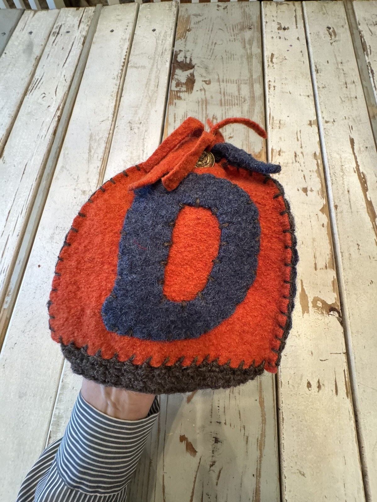 Just a cool kids beanie boggin winter hat block letter “D” handcrafted