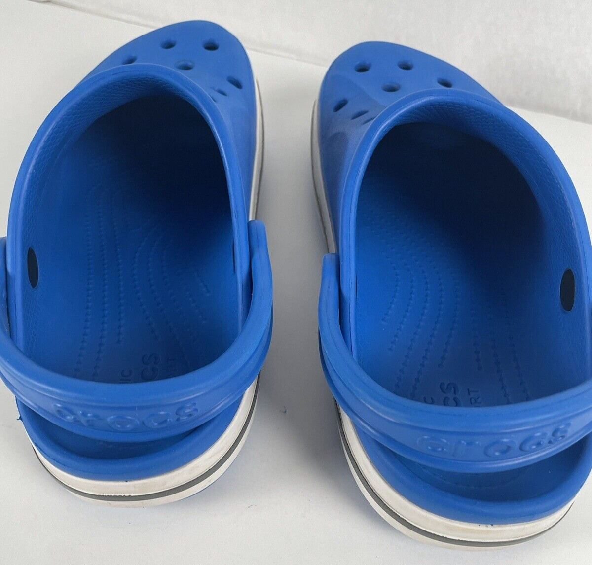 Crocs Sandals Adult Unisex Womens 8 Mens 6 Bayaband Blue Slide Great Condition