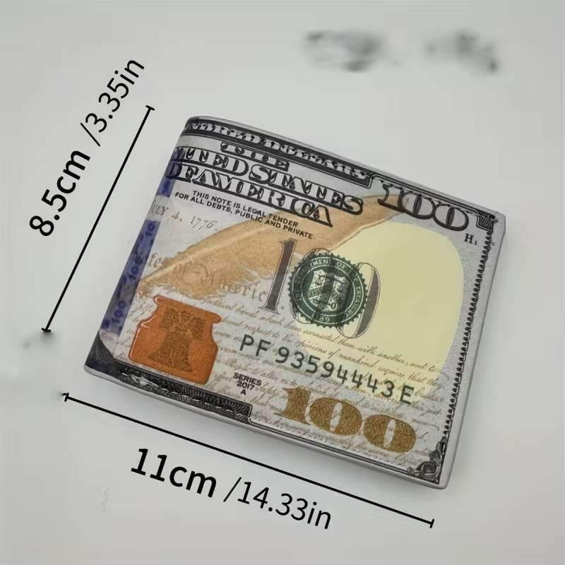 Funny $100 Bill Wallet Novelty Money Design Slim Bifold Gift