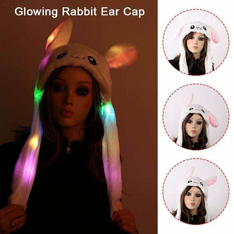 Bunny Hat Light Up Cute Plush Rabbit Hat Moving Ears with LED Light Gift US