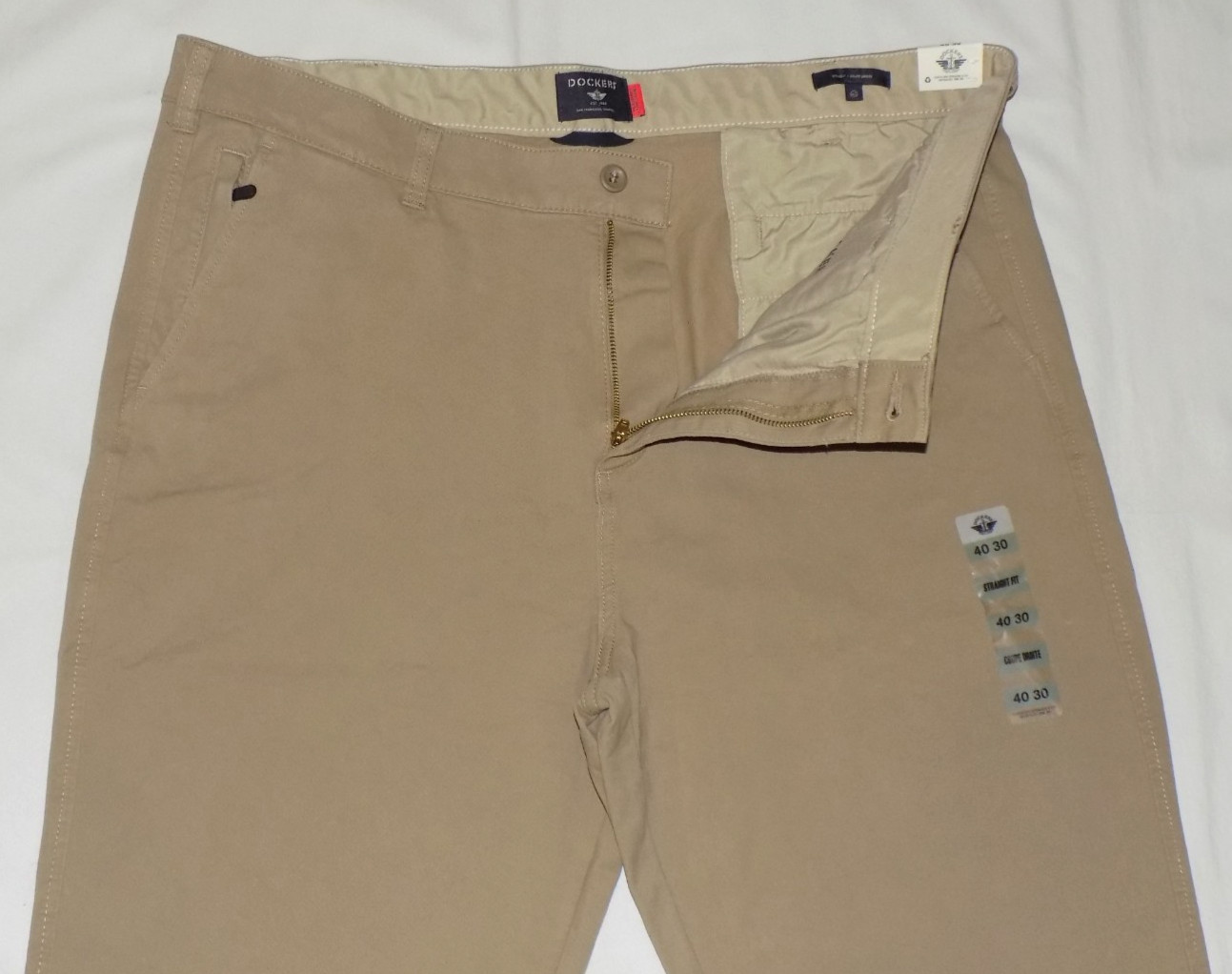 DOCKERS Men’s Ultimate Chino 4-Way Stretch Straight Fit Pants Khaki 40X30 New