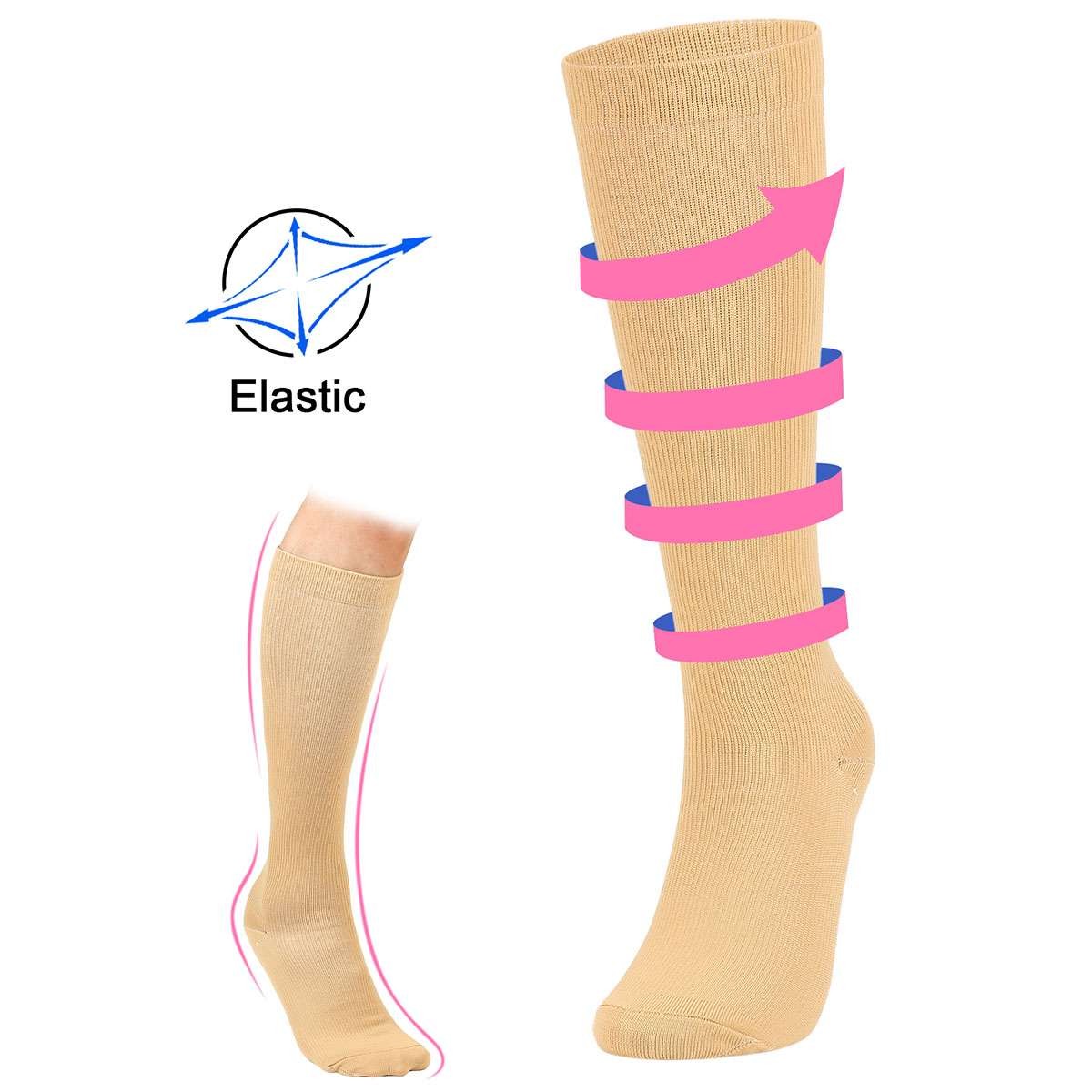S-4XL Compression Socks 20-30 mmHg Medical Knee High For Women & Men Circulation